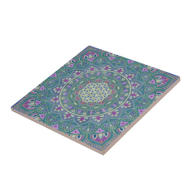 Azulejo Flor de la Vida - Mandala Estilo India 1 (Lado)