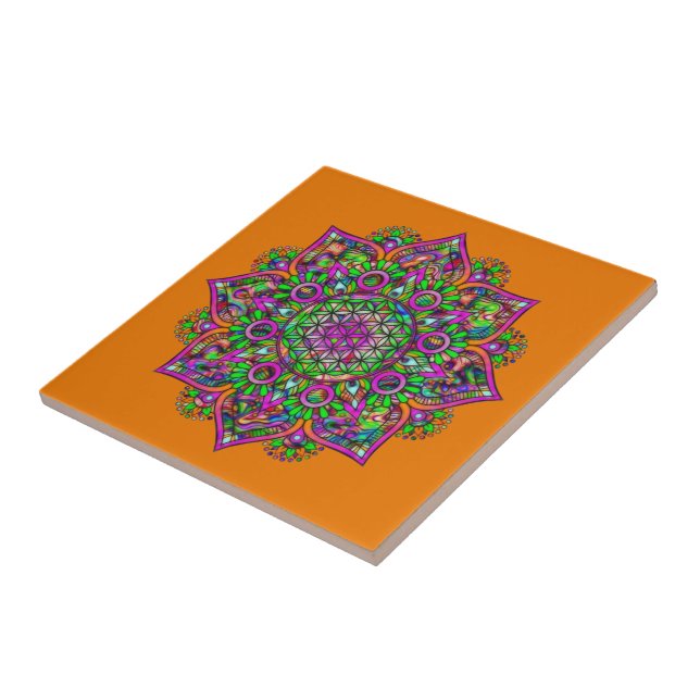 Azulejo Flor de la Vida - Mandala Indio 1 (Lado)