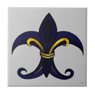 Azulejo Flor de lis azul/oro