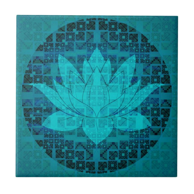 Azulejo Flor de Lotus azul (Frente)