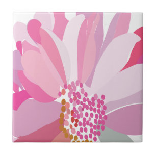 Azulejo Flor de margarita rosa   