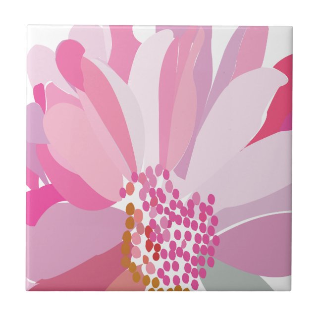 Azulejo Flor de margarita rosa    (Frente)