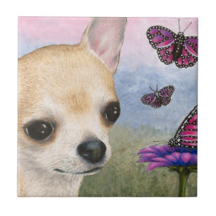 Azulejo Flor de mariposa Chihuahua Dog 92