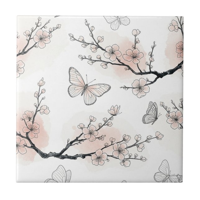 Azulejo Flor de Mariposa Elegante (10) (Frente)