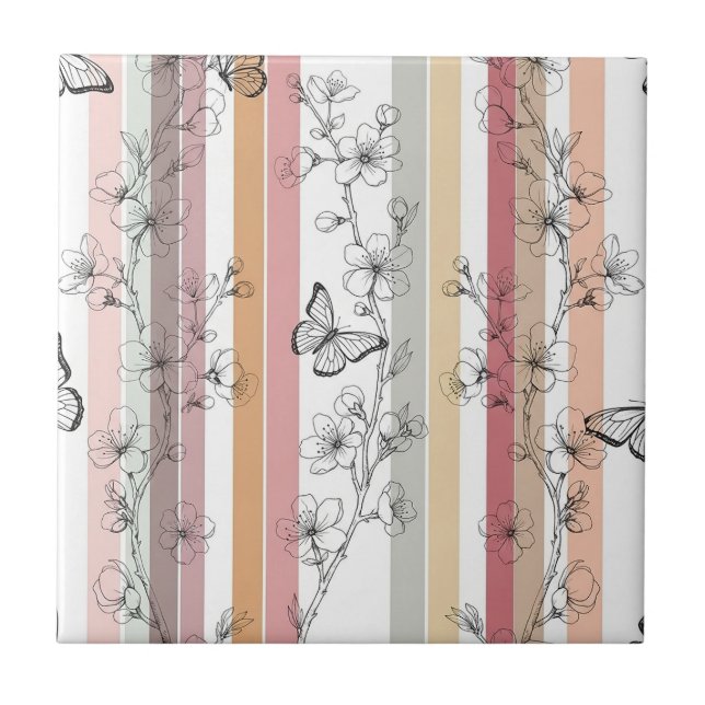 Azulejo Flor de Mariposa Elegante (12) (Frente)