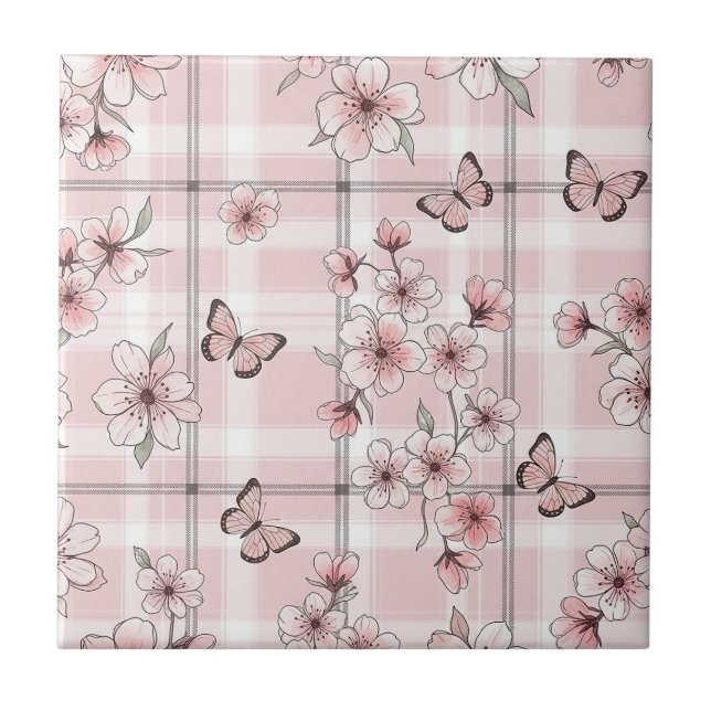 Azulejo Flor de Mariposa Elegante (2) (Frente)