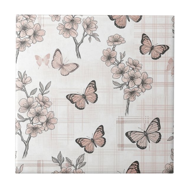 Azulejo Flor de Mariposa Elegante (4) (Frente)