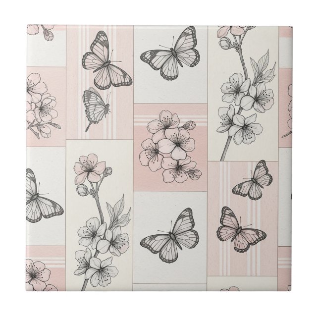 Azulejo Flor de Mariposa Elegante (5) (Frente)
