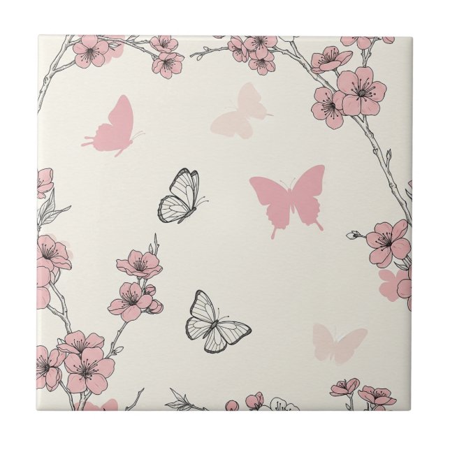 Azulejo Flor de Mariposa Elegante (6) (Frente)