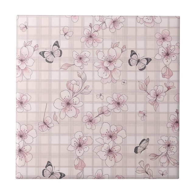 Azulejo Flor de Mariposa Elegante (7) (Frente)