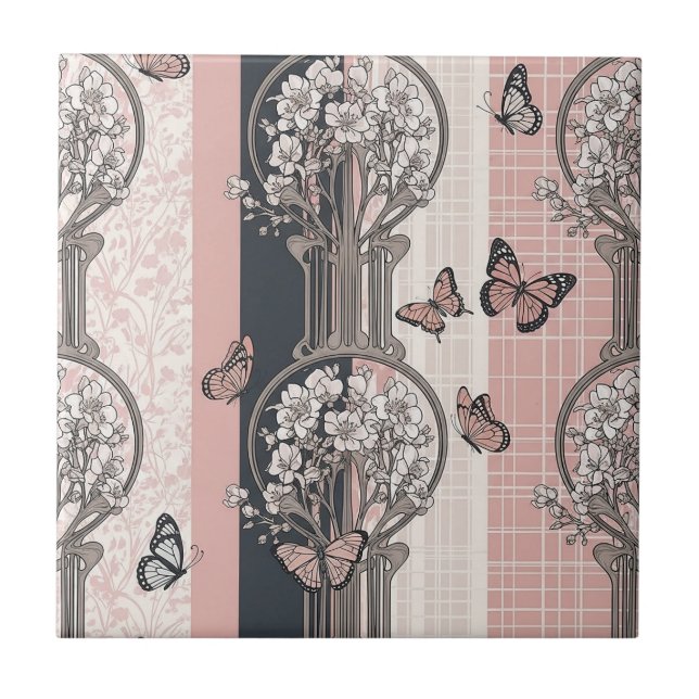 Azulejo Flor de Mariposa Elegante (8) (Frente)