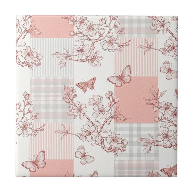 Azulejo Flor de Mariposa Elegante (9) (Frente)