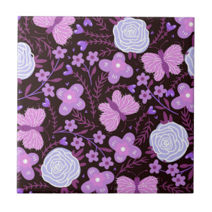 Azulejo Flor de mariposa rosa