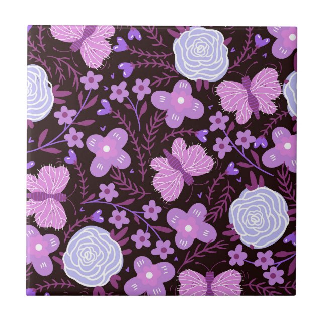 Azulejo Flor de mariposa rosa (Frente)