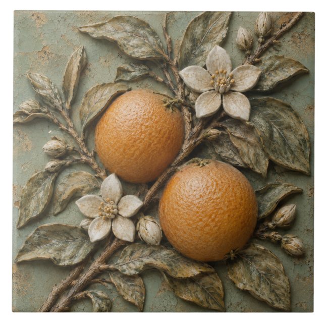 Azulejo Flor de Naranja Rústica Relieve Falso Citrus (Frente)
