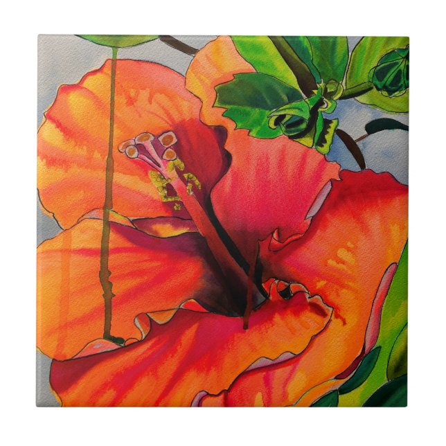 Azulejo Flor de Neon Hibiscus tropical (Frente)