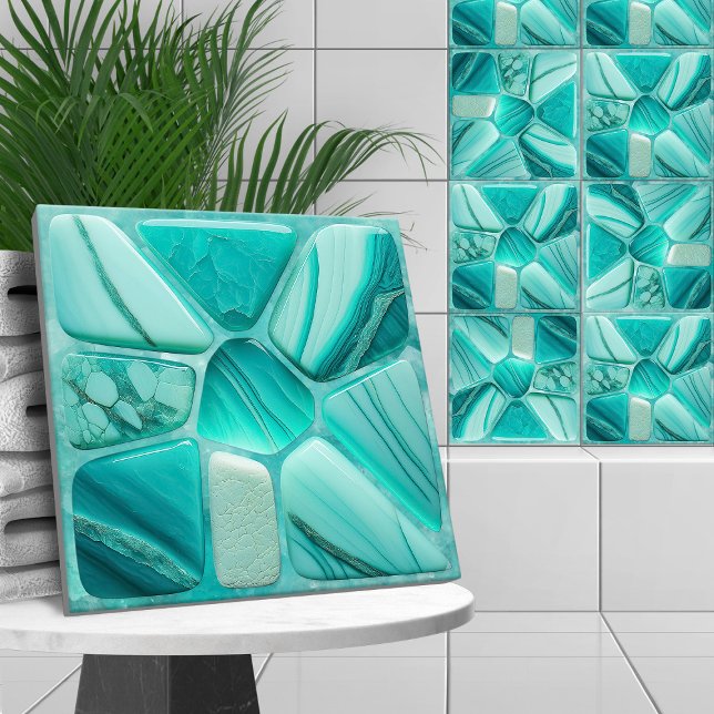 Azulejo Flor de piedra Aquamarine Resumen Arte Celular (Subido por el creador)