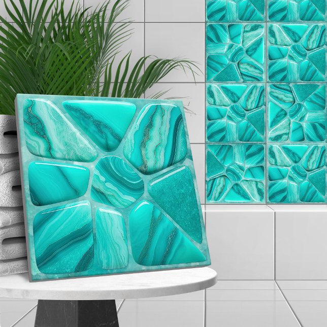 Azulejo Flor de piedra Aquamarine Resumen Arte Celular (Subido por el creador)