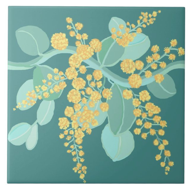 Azulejo Flor de plata australiana Flor cerámica Tile (Frente)