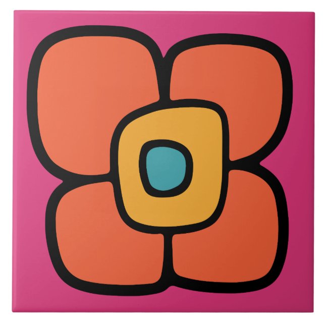 Azulejo Flor de Primavera Retro (Frente)