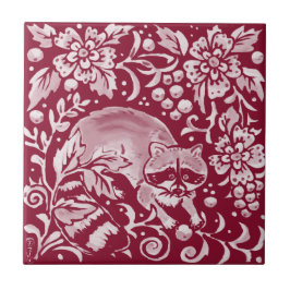 Azulejo Flor de raccoon Woodland Forest