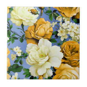 Azulejo Flor de rosa amarillo retro grande