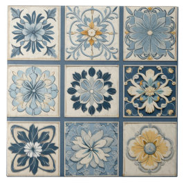 Azulejo Flor de tinta azul china tradicional Art. 12