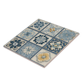 Azulejo Flor de tinta azul china tradicional Art. 12