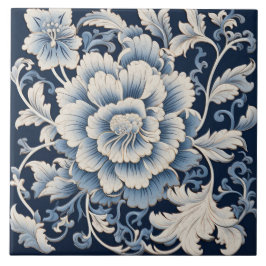 Azulejo Flor de tinta azul china tradicional Art. 15