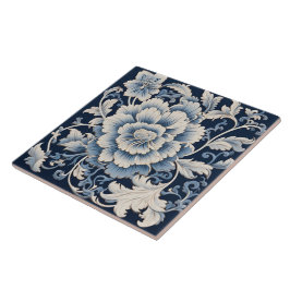 Azulejo Flor de tinta azul china tradicional Art. 15
