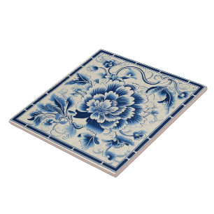 Azulejo Flor de tinta azul tradicional de China Art. 14