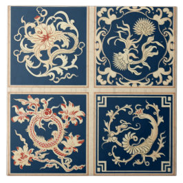 Azulejo Flor de tinta Naranja tradicional de China Art. 4