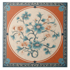 Azulejo Flor de tinta Naranja tradicional de China Art. 5