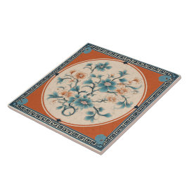 Azulejo Flor de tinta Naranja tradicional de China Art. 5
