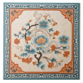 Azulejo Flor de tinta Naranja tradicional de China Art. 6