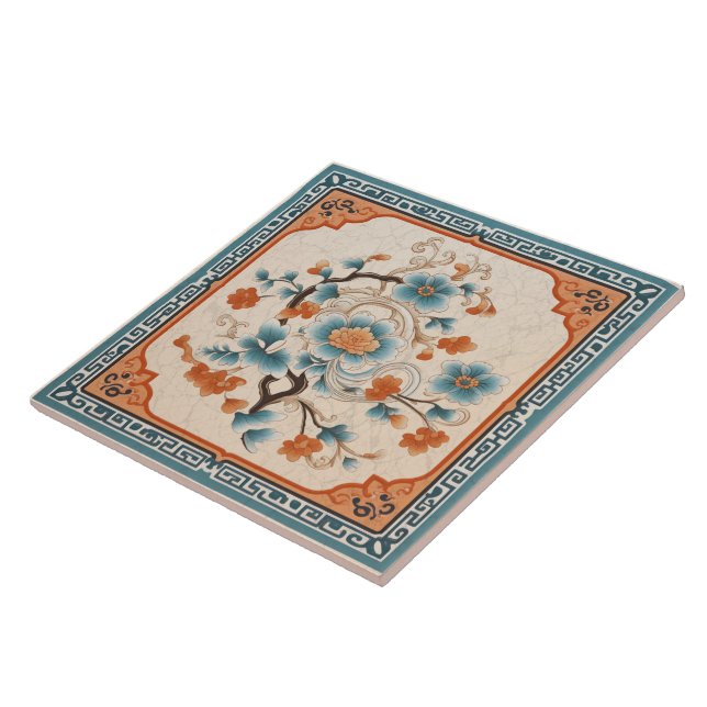 Azulejo Flor de tinta Naranja tradicional de China Art. 6 (Lado)