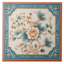 Azulejo Flor de tinta Naranja tradicional de China Art. 7