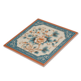 Azulejo Flor de tinta Naranja tradicional de China Art. 7