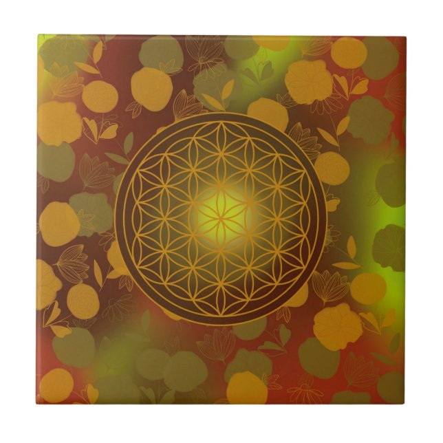 Azulejo flor de vida, chakra, zen, geométrica sagrada, (Frente)