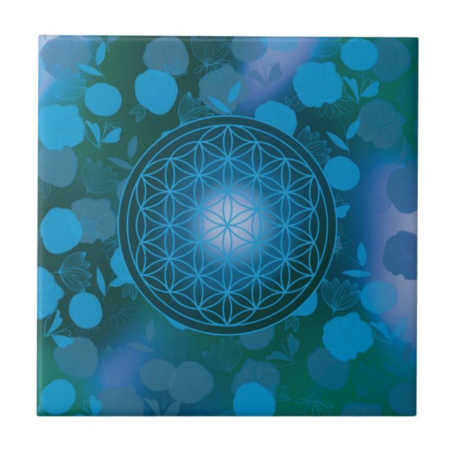 Azulejo flor de vida, chakra, zen, geométrica sagrada, (Frente)
