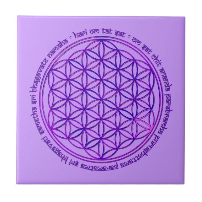 Azulejo Flor de vida - Moola Mantra - violeta (Frente)