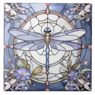 Azulejo Flor de vidrio de niebla blanca y azul