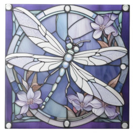 Azulejo Flor de vidrio manchado azul oscuro