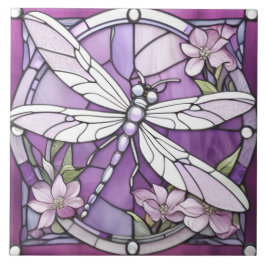 Azulejo Flor de vidrio manchado morado