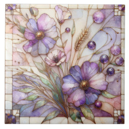 Azulejo Flor de violeta de vidrio emplomado