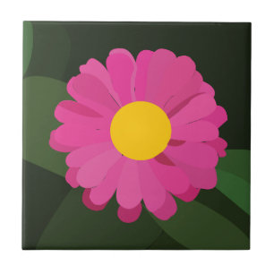 Azulejo Flor de Zinnia Púrpura Floral