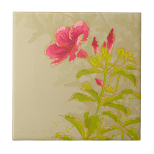 Azulejo Flor del Allamanda en fondo entonado