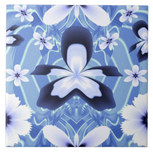 Azulejo Flor elegante de orquídeas azules