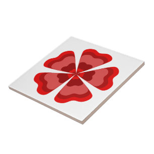 Azulejo Flor Estilizada Retro Roja