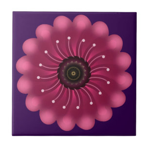 Azulejo Flor Fantasía Rosa Brillante   Floral Neon Abstrac